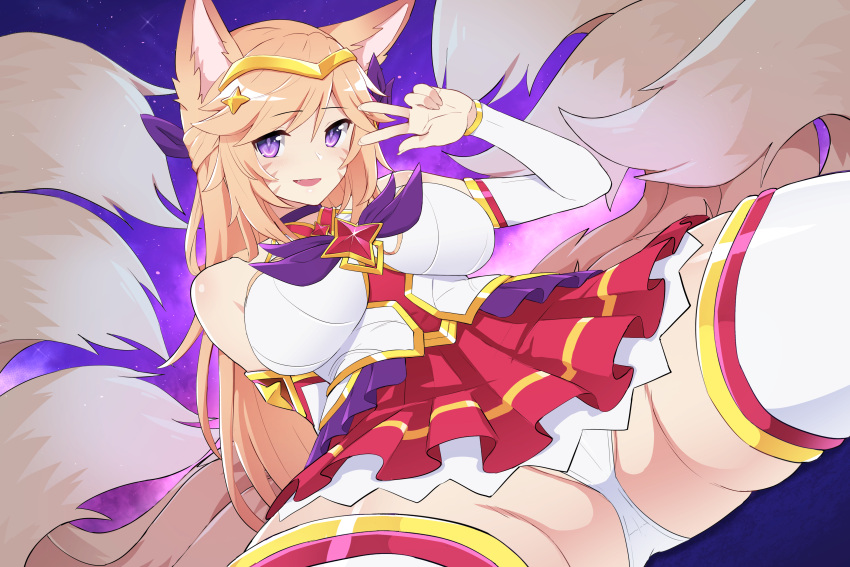 9_tails ahri alternate_costume alternate_hair_color alternate_hairstyle animal_ear_fluff animal_ears animal_girl big_breasts blonde_hair breasts busty child_bearing_hips cleavage clothing curvaceous curves curvy curvy_body curvy_female curvy_figure curvy_hips eyelashes eyeliner eyeshadow facial_markings female fluffy fluffy_ears fluffy_tail fluffy_tails fox fox_ears fox_girl fox_tail furry_tail hips hourglass_figure huge_breasts humanoid inner_ear_fluff kemonomimi kitsune large_breasts league_of_legends light-skinned_female light_skin long_hair magical_girl multiple_tails nine_tailed_fox pale-skinned_female pale_skin riot_games sollyz star_guardian_ahri star_guardian_series tail thick_thighs thighs vastaya video_games violet_eyes voluptuous wide_hips