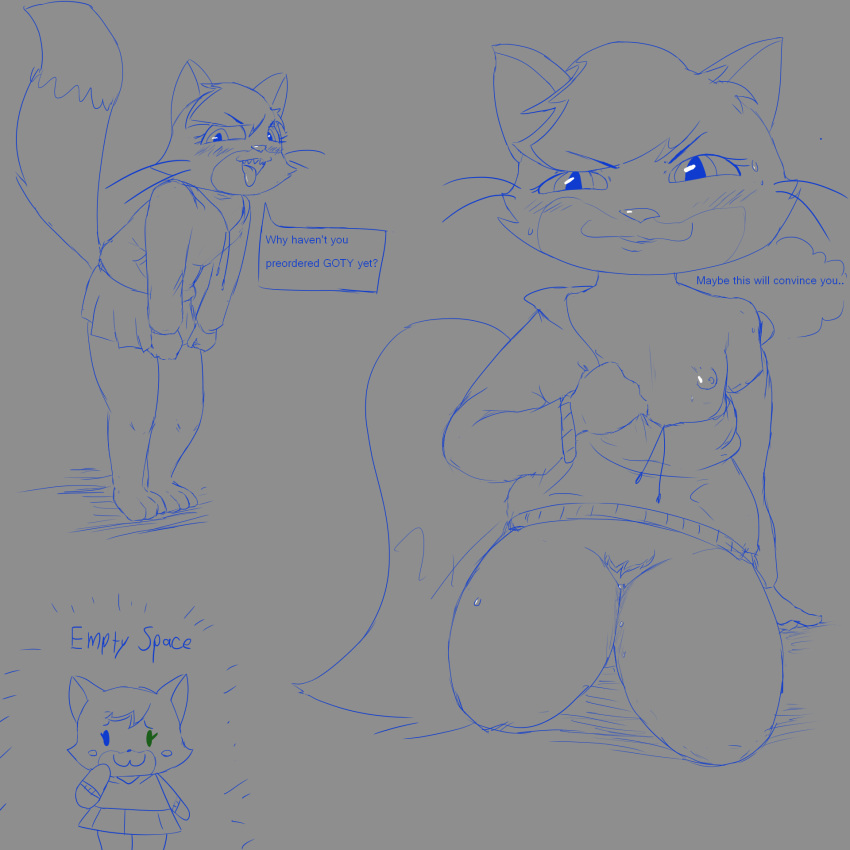 alpha_lexa anthro english english_text felid feline feline_humanoid felis female hairy_pussy hoodie looking_at_viewer mammal mammal_humanoid nipples pussy ryan's_world skirt small_breasts text unawarey undressing undressing_self virtual_youtuber vtuber