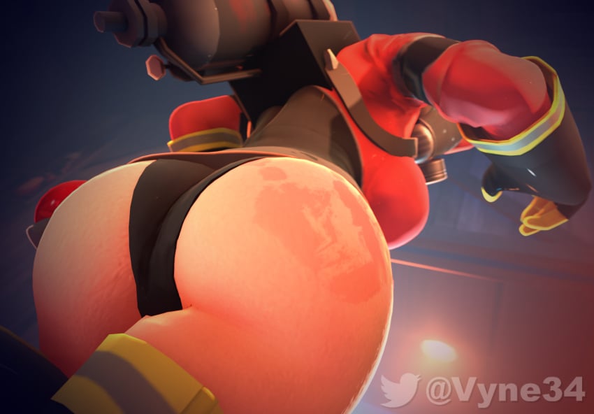 3d 3d_(artwork) ass big_ass big_boobs big_breasts boobs christmas corset fempyro gas_mask handprint handprint_on_ass latex latex_gloves latex_suit looking_back looking_down low-angle_view sfm source_filmmaker swimsuit team_fortress_2 thick_ass thick_thighs thigh_highs thighhighs vyne warm_colors