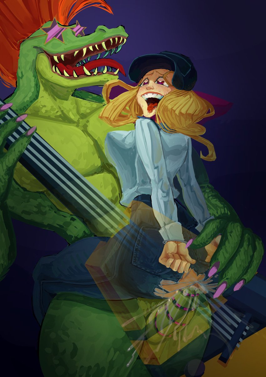 1boy 1girls 2022 abs ahe_gao alligator alligatorid anthro anthro_on_human anthro_penetrating_human arms_behind_back athletic athletic_anthro athletic_male big_cock big_dom_small_sub big_penis bigger_male blonde_hair claws clothed_female clothed_female_nude_male clothed_sex clothing completely_nude completely_nude_male crocodile crocodilian crocodylid cum_drip cum_explosion cum_in_pussy cum_inside cum_string cum_trail cumming cumming_inside cumming_while_penetrating digital_drawing_(artwork) digital_media_(artwork) duo duo_focus ejaculation erection fangs female female_penetrated finger_claws five_nights_at_freddy's five_nights_at_freddy's:_security_breach genital_slit glasses green_body green_skin headgear headwear heart-shaped_pupils hi_res holding_guitar holding_object huge_cock human human_on_anthro interspecies itstomansfw just_the_tip large_tongue legs_around_partner legs_around_partner's_hips lifting lifting_person long_tongue male male/female male_penetrating male_penetrating_female mohawk_(hairstyle) montgomery_gator_(fnaf) muscles muscular_anthro muscular_male nude nude_male open_mouth open_smile orgasm pecs pectorals penile_penetration penis penis_in_pussy penis_in_vagina penis_out red_hair reptile reptile_humanoid ripped_pants saliva saliva_on_tongue scales scalie scottgames sharp_teeth shoulder_pads size_difference slit smaller_female smile smiling smooth_penis star_glasses steel_wool_studios straight sunglasses sweat sweatdrop tear tears tears_of_pleasure tongue tongue_out toony torn_clothes torn_pants two_tone_body two_tone_skin vagina vaginal_penetration vaginal_sex vanessa_(fnaf) yellow_hair