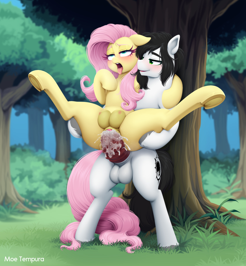 2022 above_average_crotchboobs absurd_res anatomically_correct animal_genitalia animal_pussy balls blush crotch_breasts crotchboobs cutie_mark digital_media_(artwork) duo equid equine equine_pussy eyebrows eyelashes fan_character female female_penetrated fluttershy_(mlp) friendship_is_magic genitals grass hasbro hi_res hooves male male/female male_penetrating male_penetrating_female mammal moetempura my_little_pony open_mouth outside penetration penis plant pussy sex spread_legs spreading tongue tongue_out tree underhoof vaginal_penetration