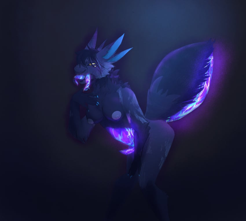 1futa 2_tongues 4_ears 4_eyes alien anthro arthropod arthropod_abdomen big_tail blue_body blue_fur breasts cheek_tuft covering covering_crotch covering_self dark_room elbow_tuft erection facial_tuft fulture fur futanari genitals glowing glowing_body glowing_eyes glowing_genitalia glowing_tail glowing_tongue herm hi_res insects intersex looking_at_viewer mandibles multi_ear multi_eye multi_tongue neck_tuft neon nipples non-mammal_breasts penis segmented_body solo striped_body striped_fur stripes tail thick_tail tongue tuft yellow_eyes