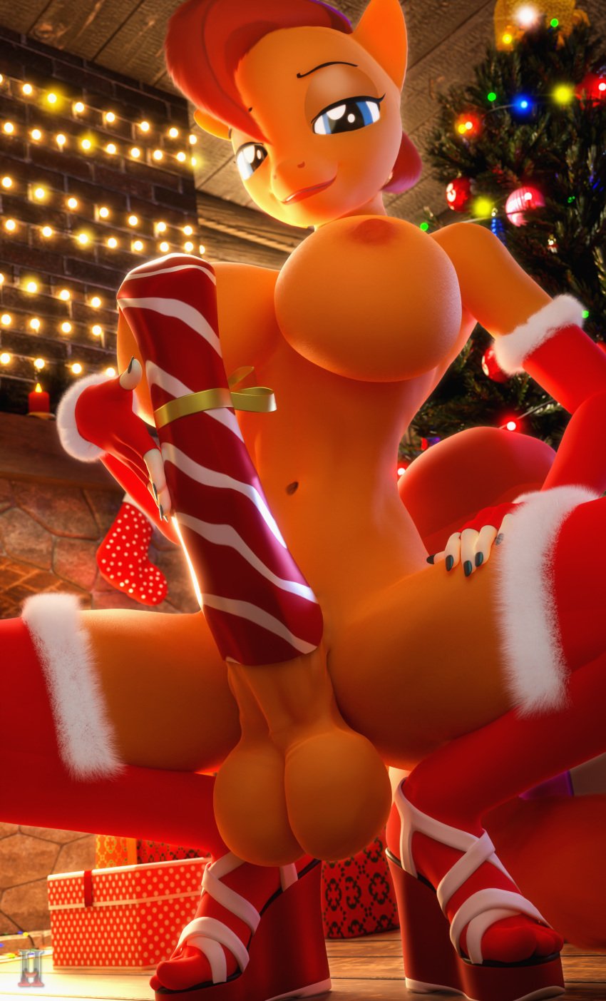 1futa 3d_(artwork) absurd_res animal_genitalia animal_penis anthro balls christmas christmas_clothing christmas_outfit clothing crouching digital_media_(artwork) equid equine equine_penis friendship_is_magic ftg_crossgender fti_crossgender futa_only futanari genitals gynomorph hasbro hi_res holidays intersex legwear looking_at_viewer mammal mature_gynomorph mature_intersex my_little_pony nipples penis rule_63 squatting stellar_flare_(mlp) thigh_highs unnero1 wrapped