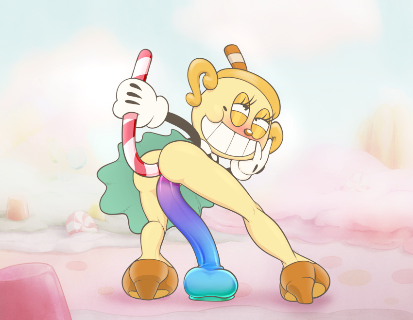 1girls anon0567 candy_cane candy_cane_insertion candy_dildo cuphead:_the_delicious_last_course cuphead_(game) dildo dildo_in_ass dildo_in_pussy dildo_riding double_penetration female female_only masturbation ms._chalice pac-man_eyes penetration pleasured_face sex_toy solo solo_female source_request the_cuphead_show