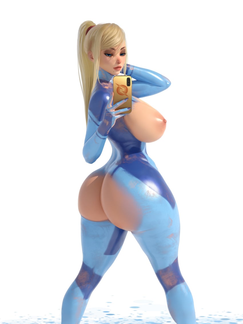 1girls 2d alternate_ass_size alternate_breast_size bimbo blonde_hair blue_eyes bodypaint busty color curvy digital_drawing_(artwork) exhibitionism exposed_nipples female_focus female_only female_pervert functionally_nude hourglass_figure huge_ass huge_breasts light-skinned_female long_hair looking_back metroid mole_under_mouth nintendo paint painted_clothes pawg phone plain_background ponytail popogori red_hairtie samus_aran selfie showing_off_ass solo solo_focus tagme thick_thighs venus_body voluptuous white_background wide_hips