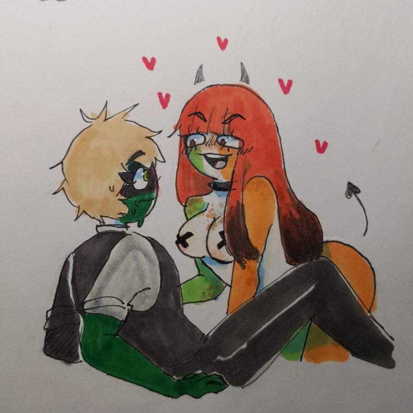 1boy 1girls clothing countryhumans countryhumans_girl heart idkcocco ireland_(countryhumans) medium_breasts mexico_(countryhumans)