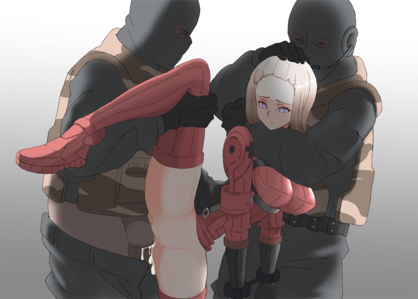 arms_tied arms_tied_together bondage captured captured_heroine chokehold choking creampie cum cum_in_pussy cum_inside defeated defeated_heroine handcuffed handcuffs karpass konami male metal_gear metal_gear_acid metal_gear_acid_2 metal_gear_solid neck_grab penis rape sex soldier vaginal_penetration venus_(metal_gear)