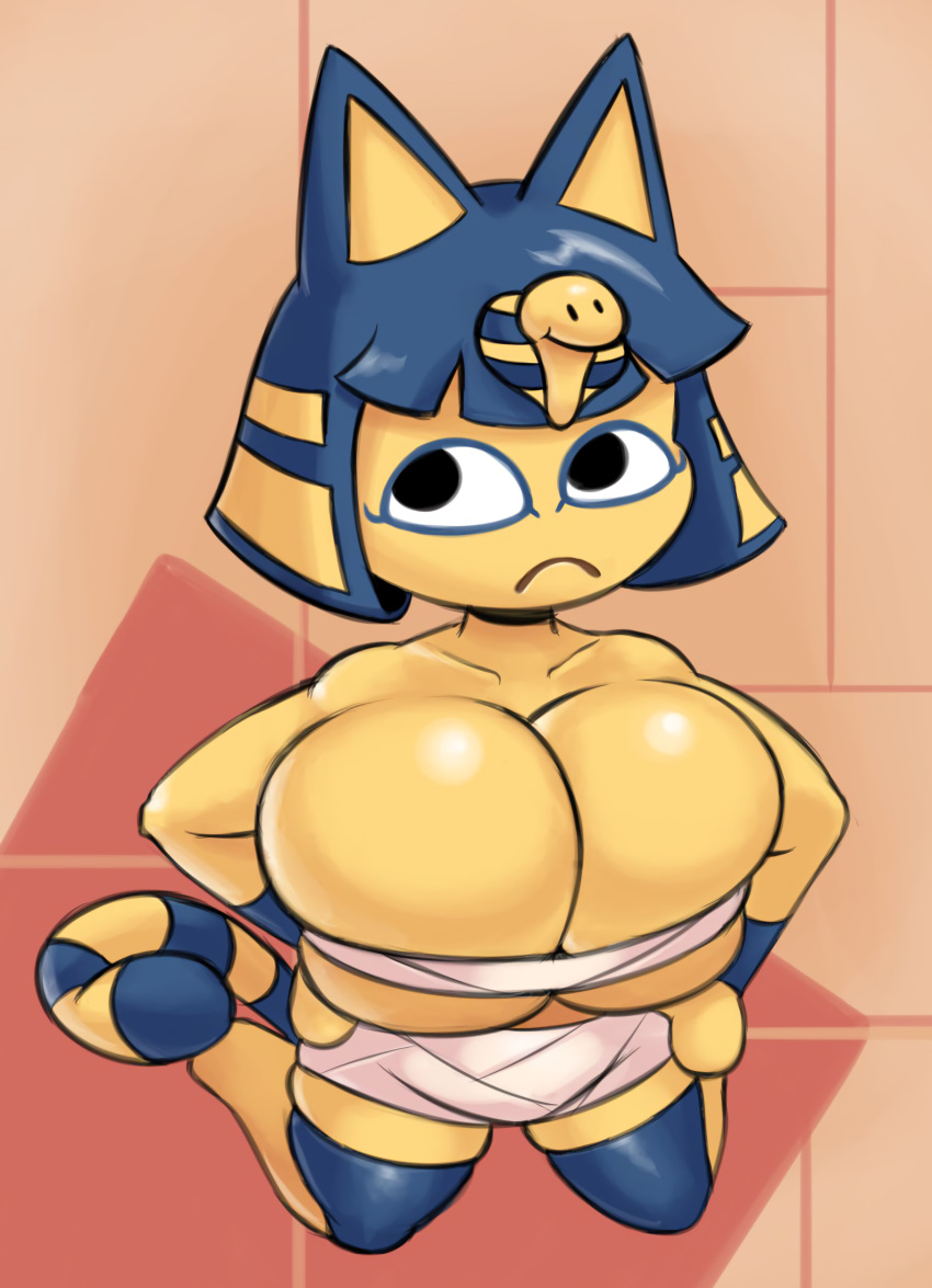 animal_crossing ankha breasts egyptian feline female fur huge_breasts nintendo pamvllo video_games wrappings