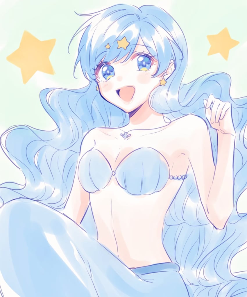 blue_hair hanon_hosho houshou_hanon long_hair mermaid mermaid_melody_pichi_pichi_pitch seashell_bra