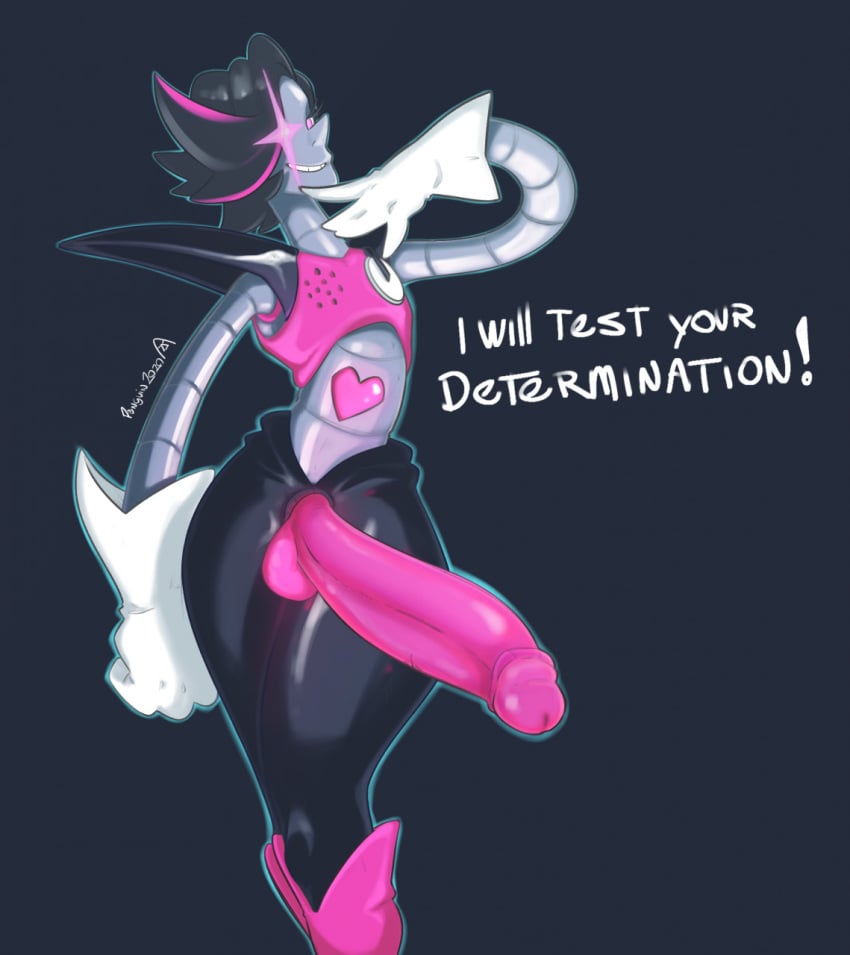 1boy big_penis english_text femboy huge_cock huge_penis humanoid_robot hung_trap male male_only mask_penguin_(artist) mettaton mettaton_ex non-human penis pink_penis robot robot_humanoid solo solo_male tagme testicle text toony undertail undertale undertale_(series)