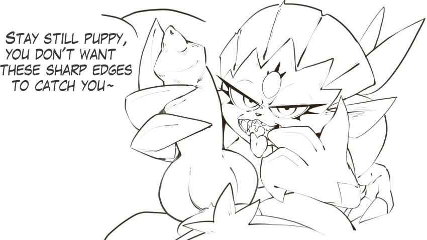 animal_genitalia anthro big_penis darkluxia femdom imminent_oral imminent_sex monochrome penis pokémon_(species) pokemon pokephilia sherlunsfw sketch smug smug_face text uncolored weavile white_background