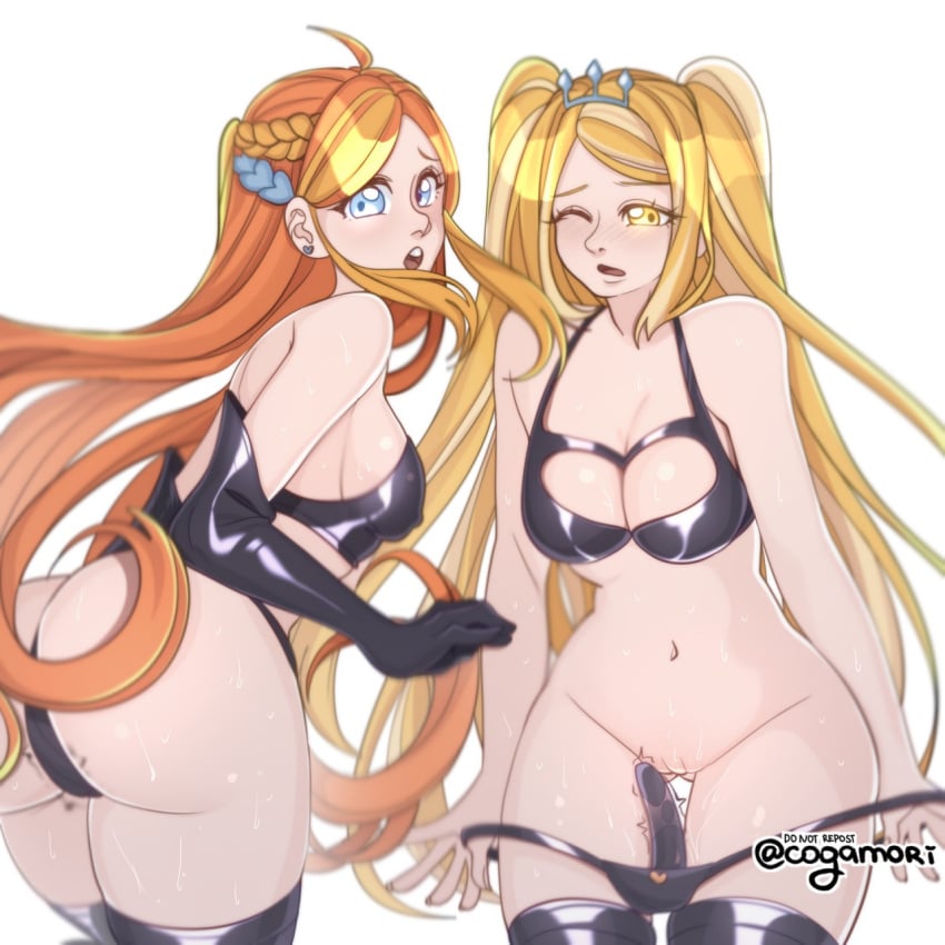 2girls blonde_hair bloom_(winx_club) cogamori dildo dildo_under_panties enchantix female human latex_gloves multiple_girls rainbow_(animation_studio) red_hair sex_toy stella_(winx_club) tagme winx_club