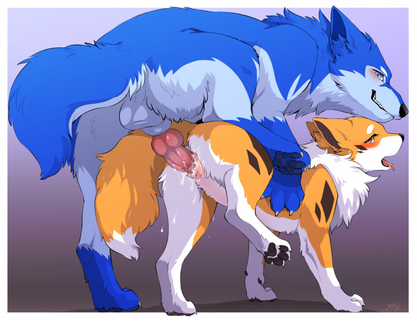 anatomically_correct anatomically_correct_genitalia anatomically_correct_pussy animal_genitalia animal_penis animal_pussy belly blue_body blue_eyes blue_fur blue_legs blush canid canine canis diamond_(marking) dom/sub duo female female_penetrated feral fluffy fox fur fur_markings genitals kitsuneinu male male/female male_penetrating male_penetrating_female mammal markings open_mouth orange_body orange_fur pawpads paws penetration penile penile_penetration penis penis_in_pussy pussy sex tsukune_minaga vaginal_penetration vaginal_penetration white_belly