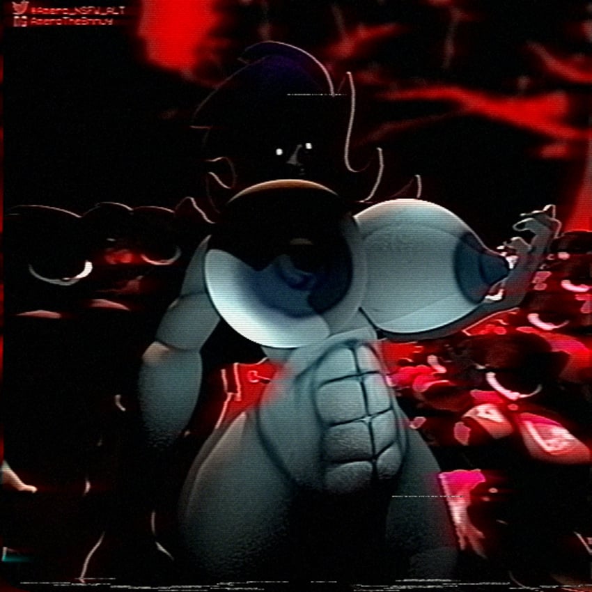 3d 3d_(artwork) amerobutnsfw aura_farming background_characters bbw big_ass big_breasts black_hair black_lipstick black_sclera blender blender_eevee blue_hair carmen_the_succubus_(amero) clones demon_girl dominant_female edgy faceless_female female_focus fit_female glowing_eyes milf muscle_mommy newgrounds_username nipples nude_female original_character pale_skin red_background shaded_face twitter_username vhs vhs_filter white_pupils
