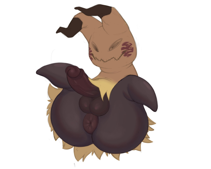 anthro anus apollosardor ass balls big_ass big_balls big_penis boner erection ghost huge_balls huge_cock male male_only mimikyu nintendo penis pokemon pokemon_(species) solo solo_male spread_legs