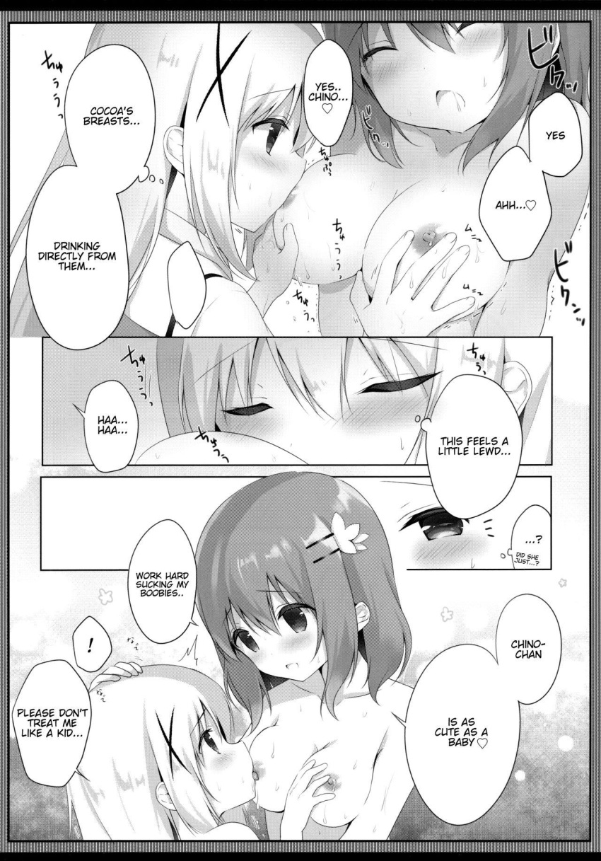 amedama_con breast_sucking breastfeeding doujinshi gochuumon_wa_usagi_desu_ka? hoto_cocoa kafuu_chino lactation sucking_nipples