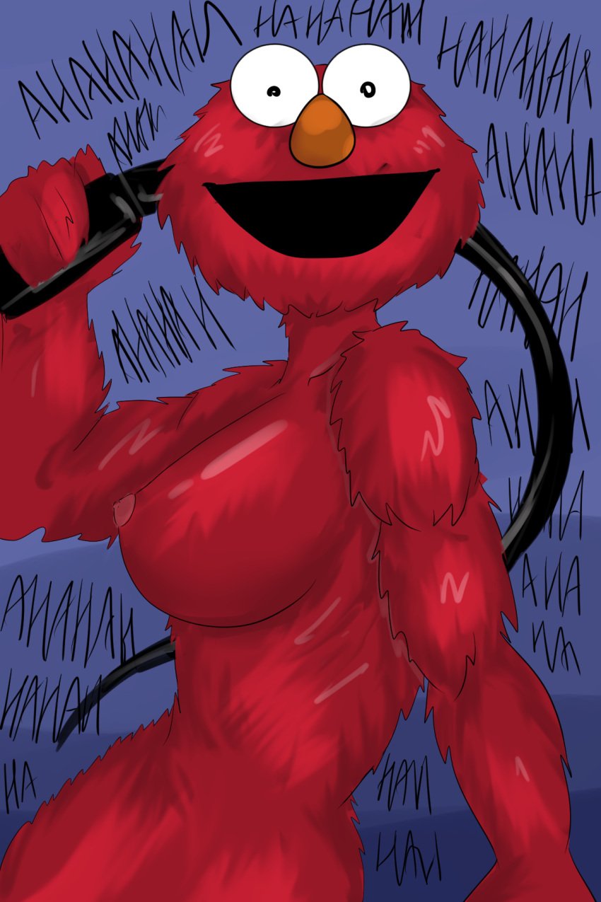 anthro dommy_mommy elmo fur laughing rule_63 sesame_street whip