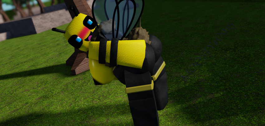 1girls 3d bee bee_girl moosty naked roblox roblox_game robloxian self_upload showing_ass side_view smiling tagme whorblox_adventure wings yellow_skin