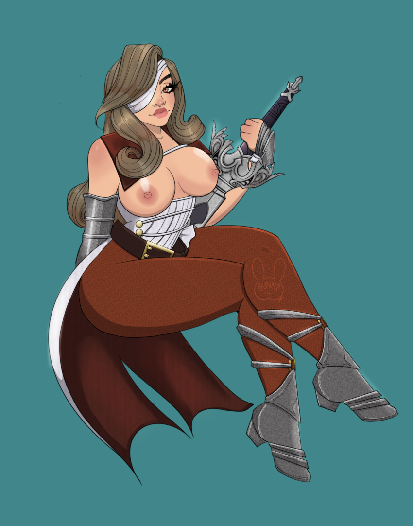 beatrix_(final_fantasy) bunni bunnibabe commission commissioner_upload eyepatch female final_fantasy final_fantasy_ix heel_boots open_shirt pinup pinup_pose