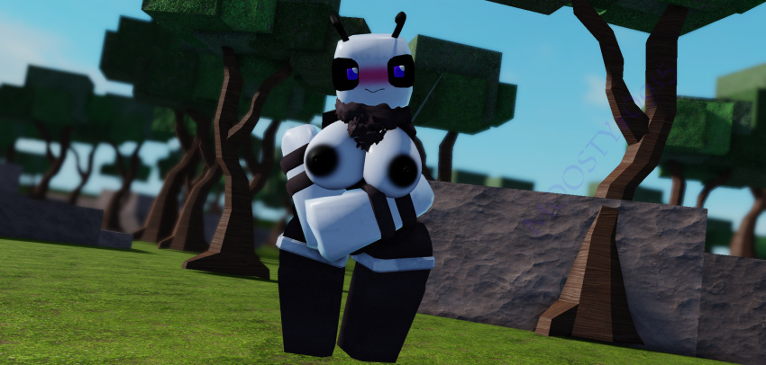 1girls 3d bee bee_girl blush front_view moosty naked roblox roblox_game robloxian self_upload shy tagme white_skin whorblox_adventure wings