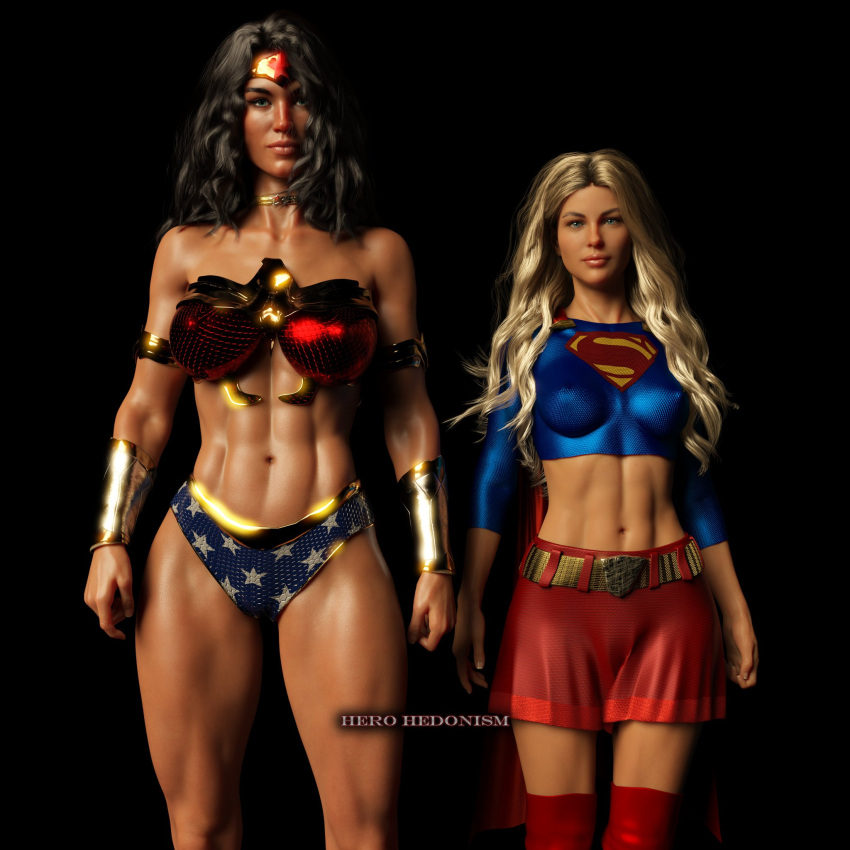 2girls 3d alien alien_girl alien_humanoid amazon artist_name athletic athletic_female big_breasts black_hair blonde_hair breasts brown_hair bust busty curvaceous curvy curvy_figure dc dc_comics demigoddess diana_prince eyebrows eyelashes eyes female female_only fit fit_female hero herohedonism heroine hips hourglass_figure huge_breasts humanoid justice_league kara_danvers kara_zor-el kryptonian large_breasts legs light-skinned_female light_skin lips long_hair princess supergirl supergirl_(series) superhero superheroine superman_(series) themysciran thick_legs thick_thighs thighs voluptuous waist watermark wide_hips winterjoshuar wonder_woman wonder_woman_(series)