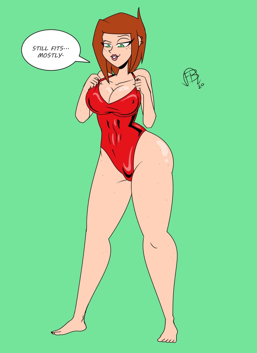 1girls big_ass big_breasts breasts bubble_butt dialogue disney disney_channel female female_focus female_only frostbiteboi gravity_falls green_eyes lifeguard lifeguard_swimsuit one-piece_swimsuit red_hair short_hair solo solo_female solo_focus straight_hair swimsuit tagme text text_bubble thicc-falls thicc-verse thick_thighs tight_clothing wendy_corduroy