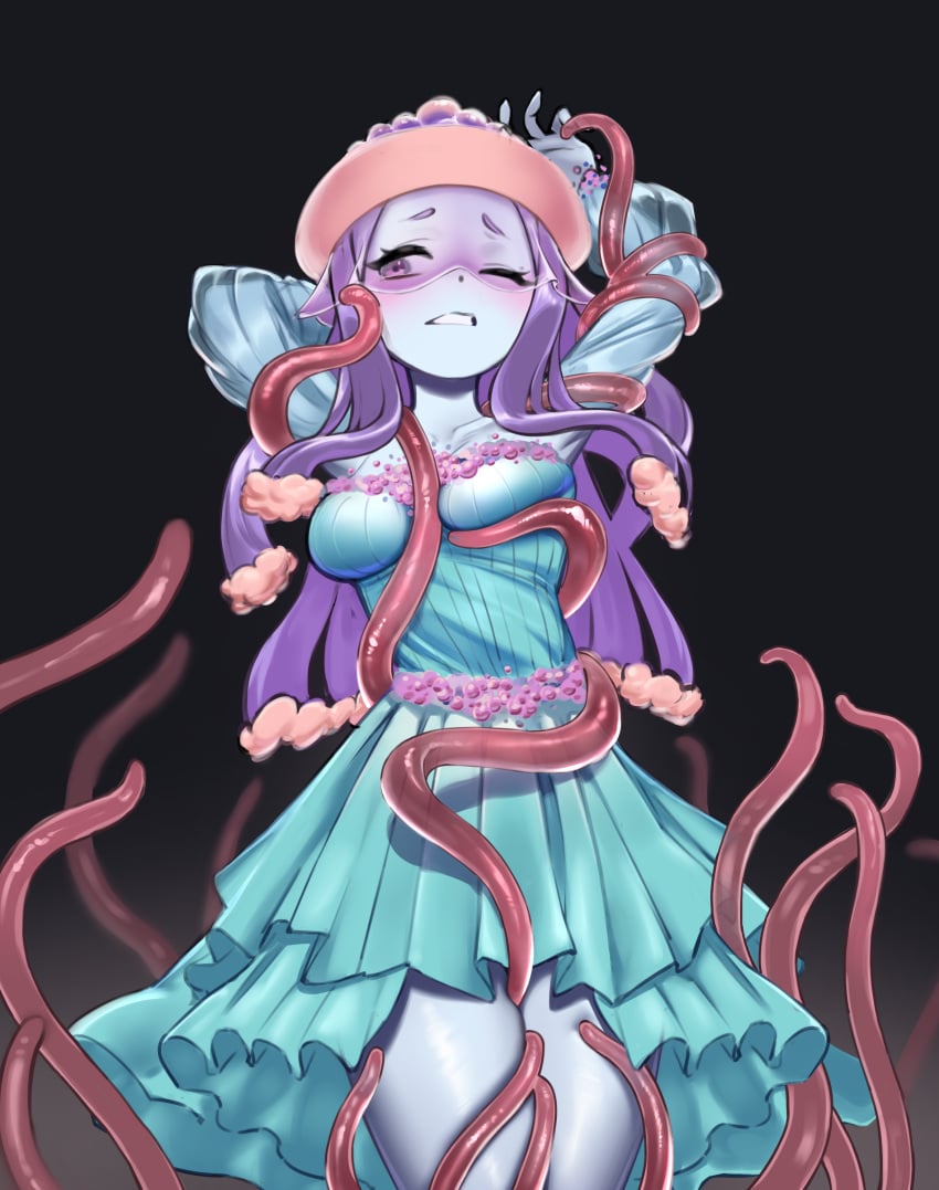 between_thighs blue_dress blue_skin blush breasts_grab cepheakurage cyaneidae dress indie_virtual_youtuber jellyfish monster_girl purple_eyebrows purple_eyes purple_hair small_breasts squished_breasts tentacle tentacle tentacle_grab tentacle_grabbing_breast tentacle_grope tentacles_around_arms tentacles_around_legs tentacles_everywhere thick_thighs thigh_squish thighs twitch_streamer veil violet_eyebrows violet_eyes virtual_youtuber vtuber