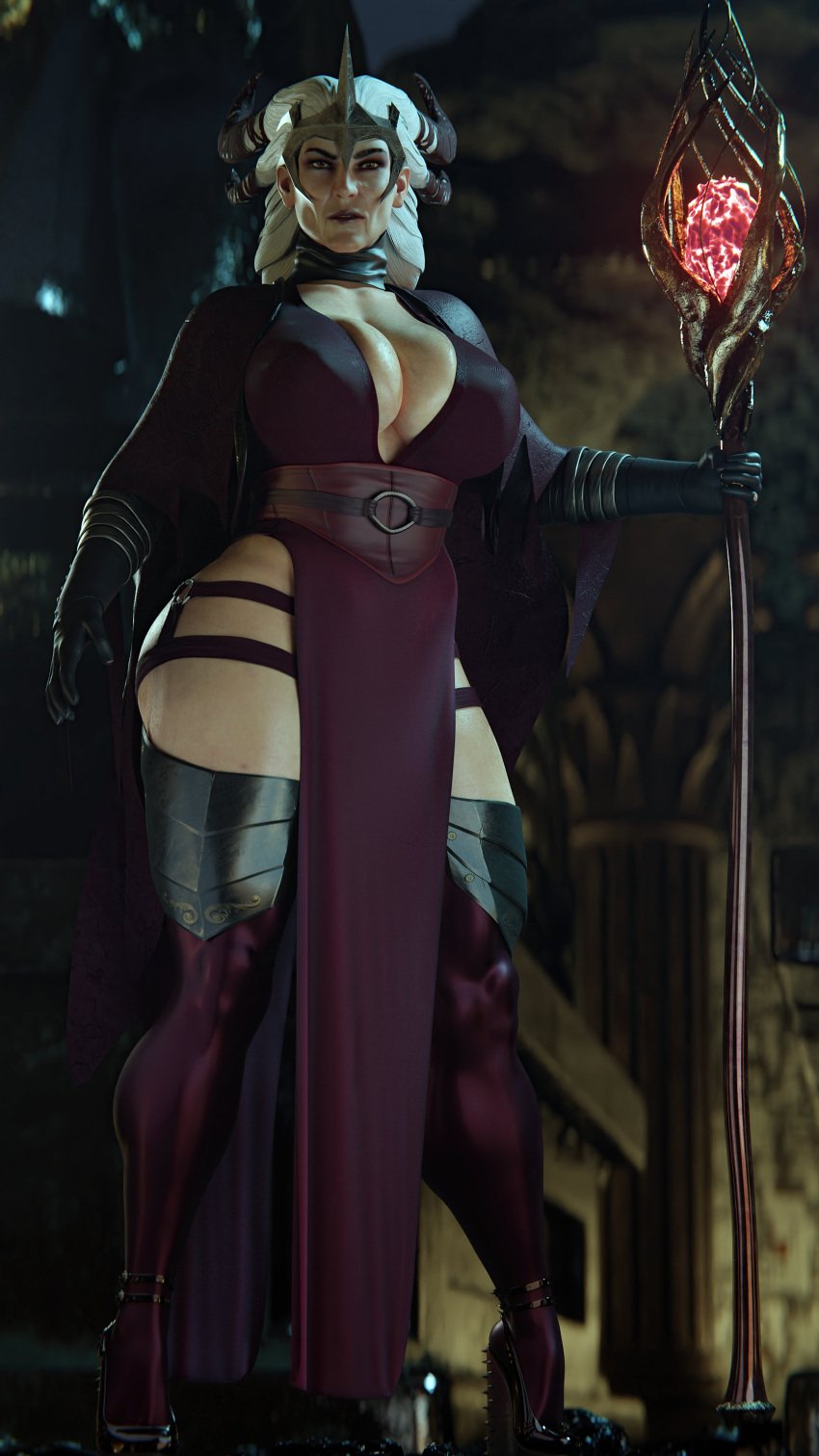 1girls 3d big_breasts black_gloves breasts bursting_breasts busty cleavage_overflow corset curvaceous curvy curvy_figure digital_media_(artwork) doublejeckylll dragon_age dress eyebrows eyelashes eyes female female_focus female_only fit fit_female flemeth_(dragon_age) full_body gilf gloves hair high_heels hips hourglass_figure huge_breasts human jeckylll large_breasts legs light-skinned_female light_skin lips mature mature_female pelvic_curtain red_dress solo solo_female staff standing thick thick_legs thick_thighs thighs top_heavy upper_body voluptuous waist white_hair wide_hips wrinkles