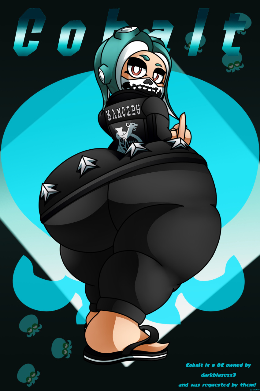 1girls ass_focus big_ass big_butt big_feet black_legwear blank_expression blank_eyes blank_stare cephalopod cephalopod_humanoid clothed clothed_female clothing curvy curvy_body curvy_female curvy_figure curvy_hips cyan_hair female female_focus female_only flip-flops flip_flops flipping_off from_behind fully_clothed huge_ass light-skinned_female light_skin looking_at_viewer manga_style middle_finger mylostruedesires nintendo oc octoling octoling_girl octopus octopus_girl original_character red_eyes sandals self_upload splatoon splatoon_(series) splatoon_2 tentacle tentacle_hair thick thick_ass thick_thighs tight_clothing tight_fit tight_pants tights voluptuous voluptuous_female walking walking_away wide_hips