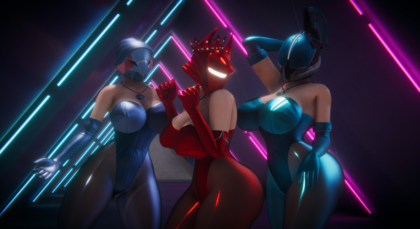 3d 3d_(artwork) 3girls big_breasts breasts bungie bunny_girl bunter_(hunter) destiny_(game) destiny_(video_game) destiny_2 fireball_(warlock) gloves glowing guardian_(destiny) helmet hunter_(destiny) leotard looking_at_viewer pantyhose sonicfreak thighs titan_(destiny) warlock_(destiny)