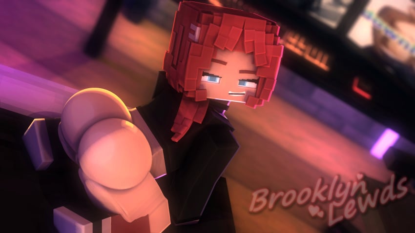 1girls 3d ass big_ass blue_eyes bottomless brooklyn_(brooklynlewds) brooklynlewds bubble_butt dat_ass fat_ass female female_only huge_ass indoors long_hair long_sleeves looking_back mine-imator minecraft red_hair shirt smile solo thick_ass thick_thighs