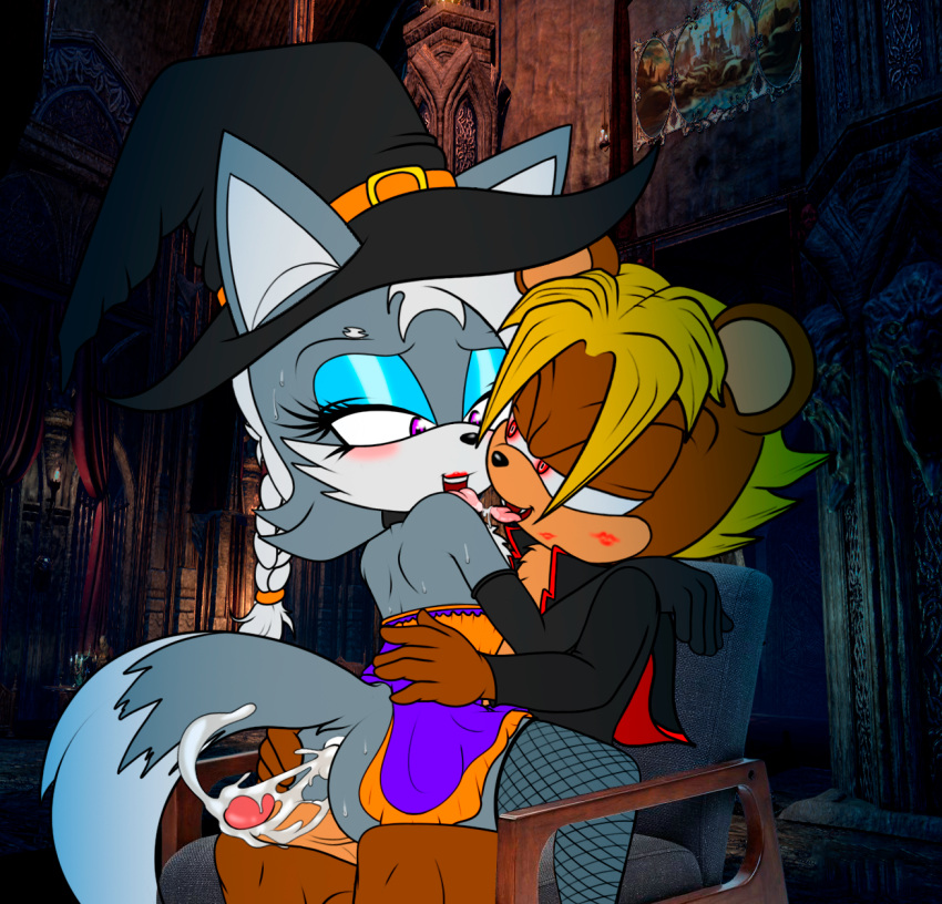 after_anal after_sex bot_diamond canine consensual crossdressing cum cum_in_ass cum_inside diamond_the_dog femboy halloween kissing looking_pleasured male male/male male_dominated no_humans non-human sonic_(series) sonic_the_hedgehog_(series) submissive_male tk_the_wolf trusting vampire witch witch_hat wolf yaoi