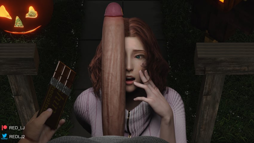 16:9 1boy 1girls 3d :0 aerith_gainsborough big_penis blender_(software) brown_hair chocolate cock_worship cosplay female final_fantasy final_fantasy_vii final_fantasy_vii_remake green_eyes halloween haru_okumura haru_okumura_(cosplay) huge_cock hyper_penis imminent_sex jack-o'-lantern large_penis light-skinned_female light-skinned_male long_penis looking_at_penis male megami_tensei offering_food penis penis_awe penis_covering_eyes penis_on_face persona persona_5 red_lj square_enix straight surprised unseen_male_face veiny_penis