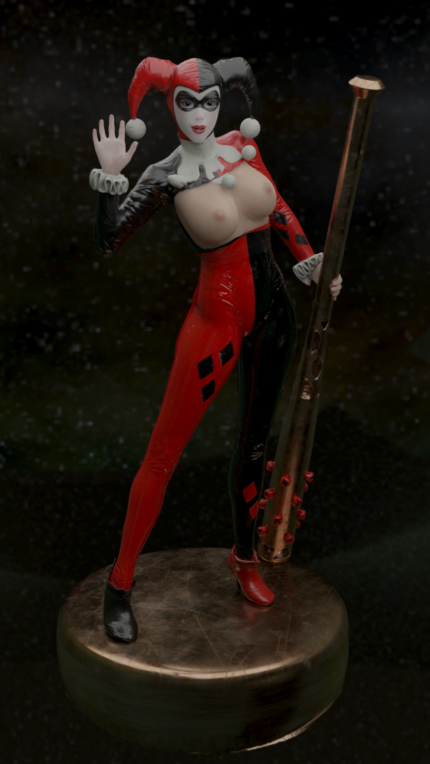 1girls 3d batman:_arkham_knight batman_(series) big_breasts bodysuit dc dc_comics female female_only harley_quinn harley_quinn_(arkham) harley_quinn_(arkham_knight) harley_quinn_(classic) heels leather long_legs noob34 solo