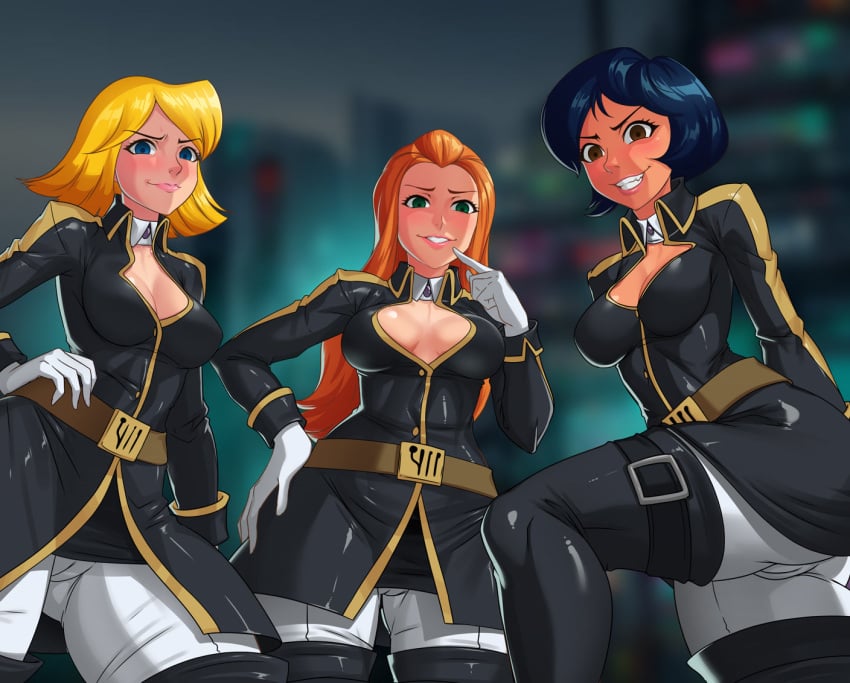 alex_(totally_spies) bodysuit brainwashing cleavage clover_(totally_spies) corruption enemy_conversion female mind_control sam_(totally_spies) smilingdog totally_spies