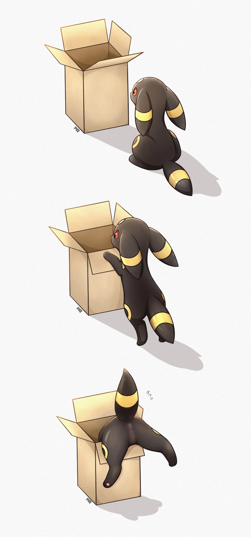 absurd_res anus ass black_body box circle_(marking) container eeveelution female feral generation_2_pokemon genitals hi_res kjh_22 nintendo pokémon_(species) pokemon pokemon_(species) presenting presenting_pussy pussy simple_background solo stuck umbreon