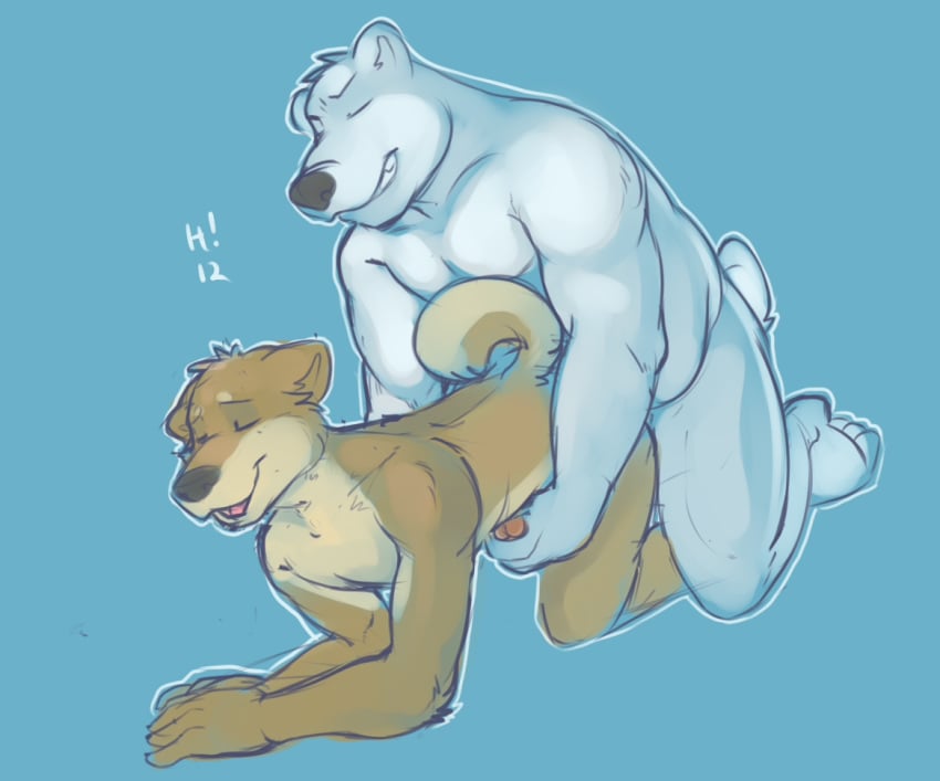 anal anal_sex anthro bear canine doggy_style from_behind furry furry_only gay horrorbuns husky interspecies male no_humans penetration polar_bear sex