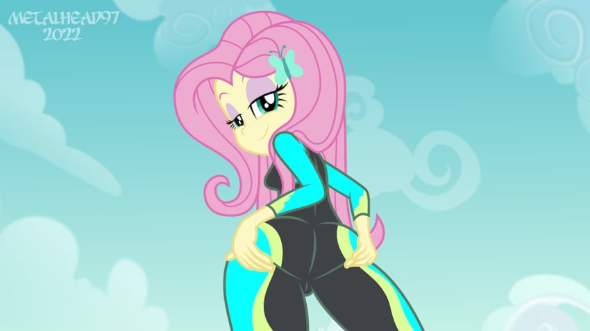 1girls accurate_art_style ass ass_focus ass_up big_ass big_butt blue_eyes bubble_butt equestria_girls female female_only fluttershy_(eg) fluttershy_(mlp) metalhead97 my_little_pony my_little_pony_friendship_is_magic pink_hair solo solo_female straight_hair style_parody tight_clothing