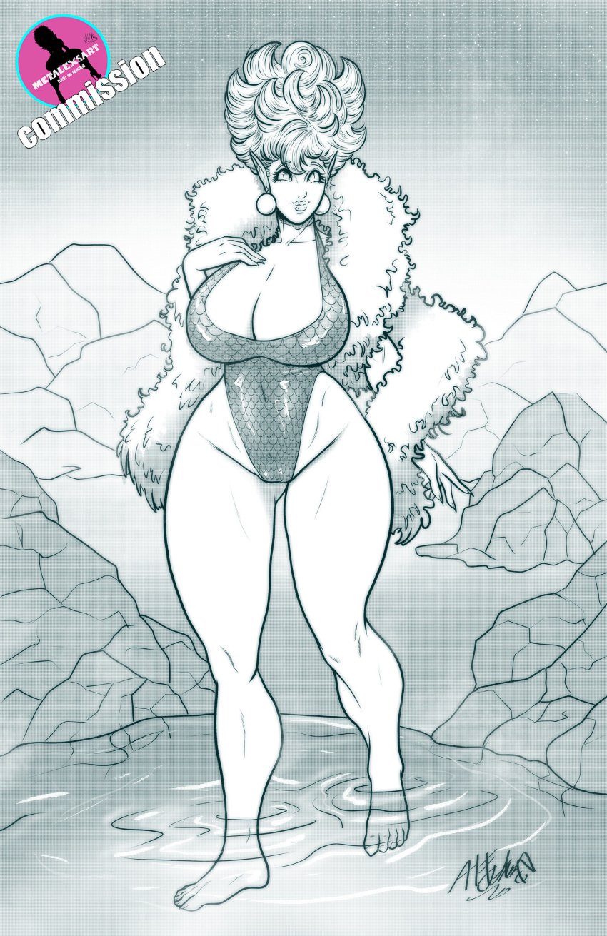 1girls big_breasts big_hair dragon_ball dragon_ball_z female female_only mature_female metalexsart milf princess_snake self_upload snake snake_girl solo swimsuit