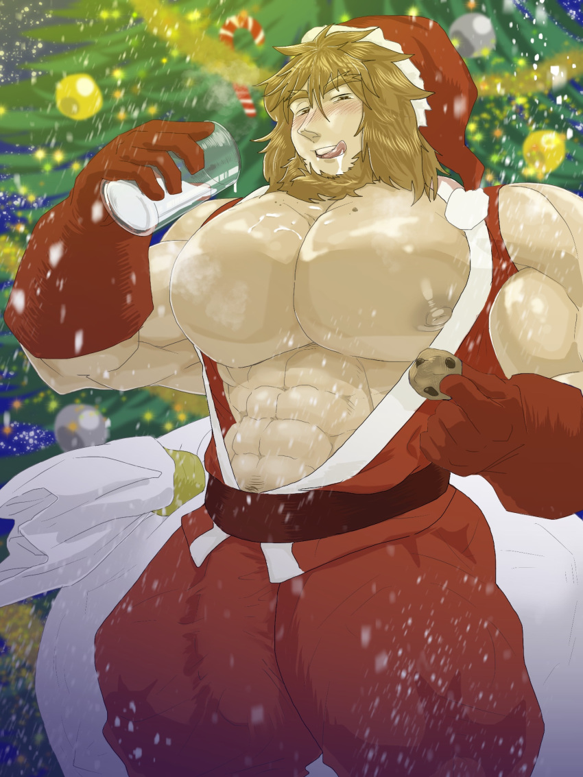 abs bara biceps christmas christmas_outfit gay huge_bulge male male_focus male_only muscle muscles muscular muscular_arms muscular_ass muscular_back muscular_legs muscular_male muscular_thighs nagare nipples pecs veins veiny_penis