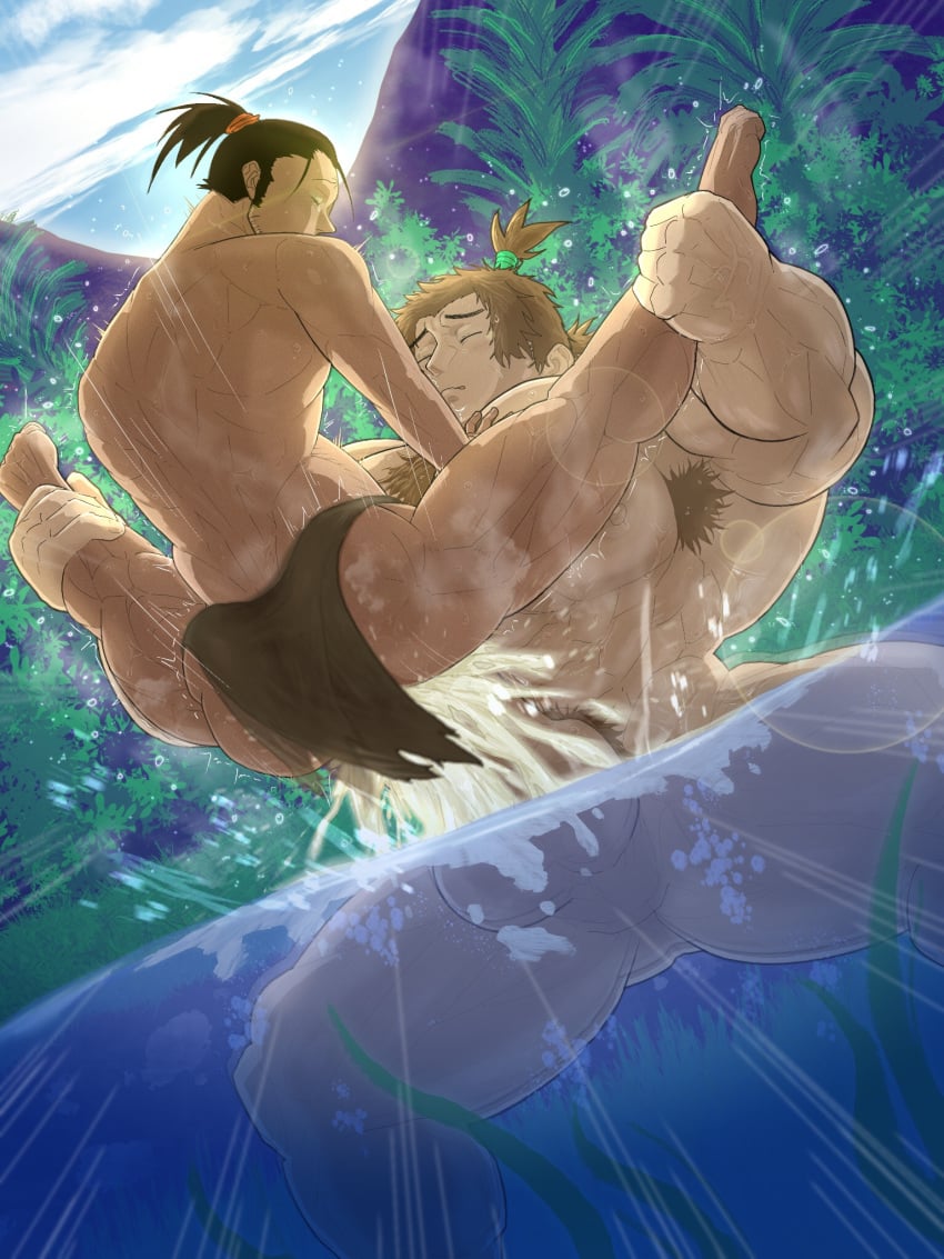 abs bara biceps big_dom_small_sub censored gay hyper hyper_balls hyper_genitalia hyper_penis hyper_testicles male male_focus male_only muscle muscles muscular muscular_arms muscular_ass muscular_back muscular_legs muscular_male muscular_thighs nagare nipples pecs size_difference veins veiny_penis