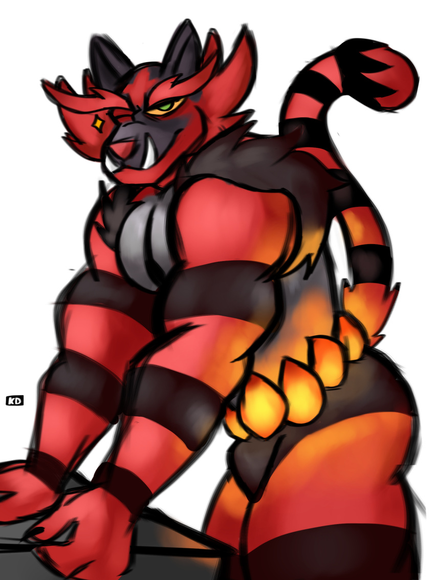 1boy furry incineroar male male_only monsterjuicy muscles pokemon pokemon_(species) solo