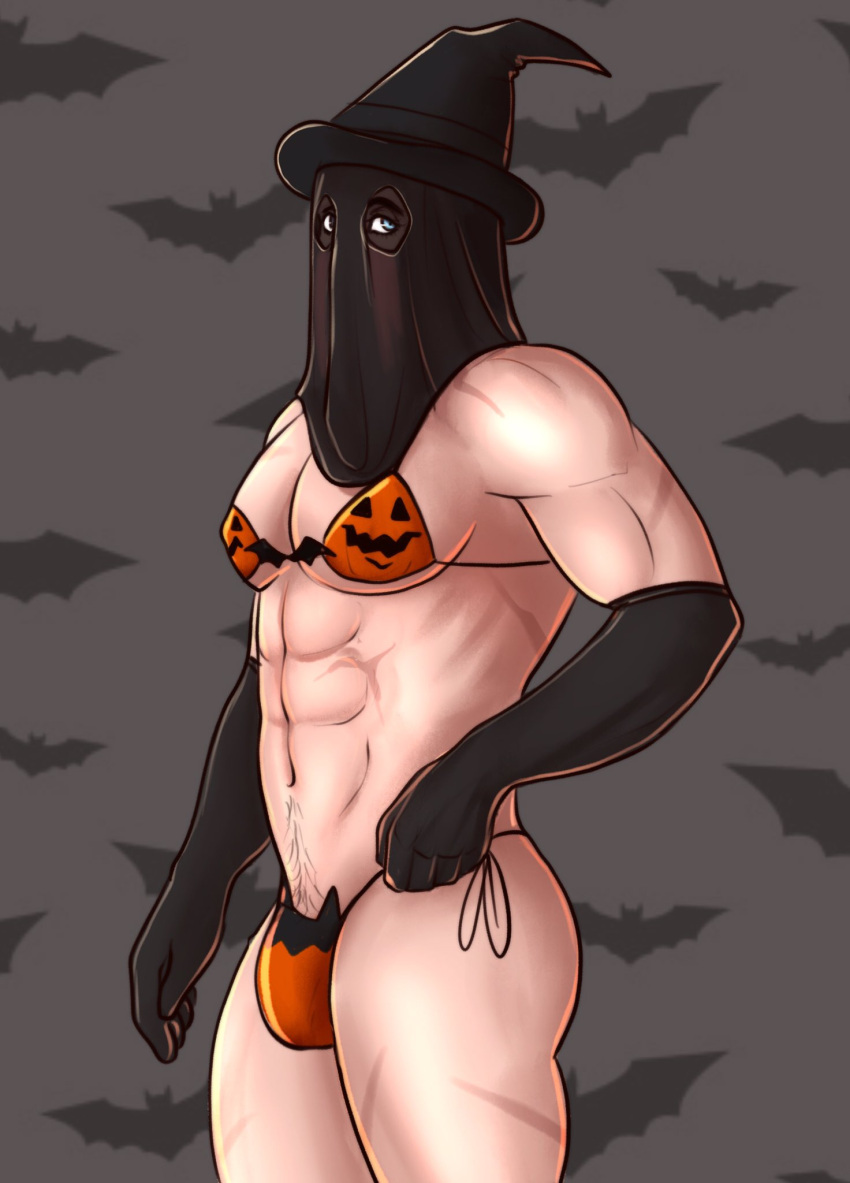 1boy abs bats bikini bulge call_of_duty costume gloves halloween halloween_background halloween_costume halloween_theme jack-o'-lantern könig konig male male_only marndraws masked masked_male modern_warfare muscular muscular_male posing scars solo solo_male witch_hat