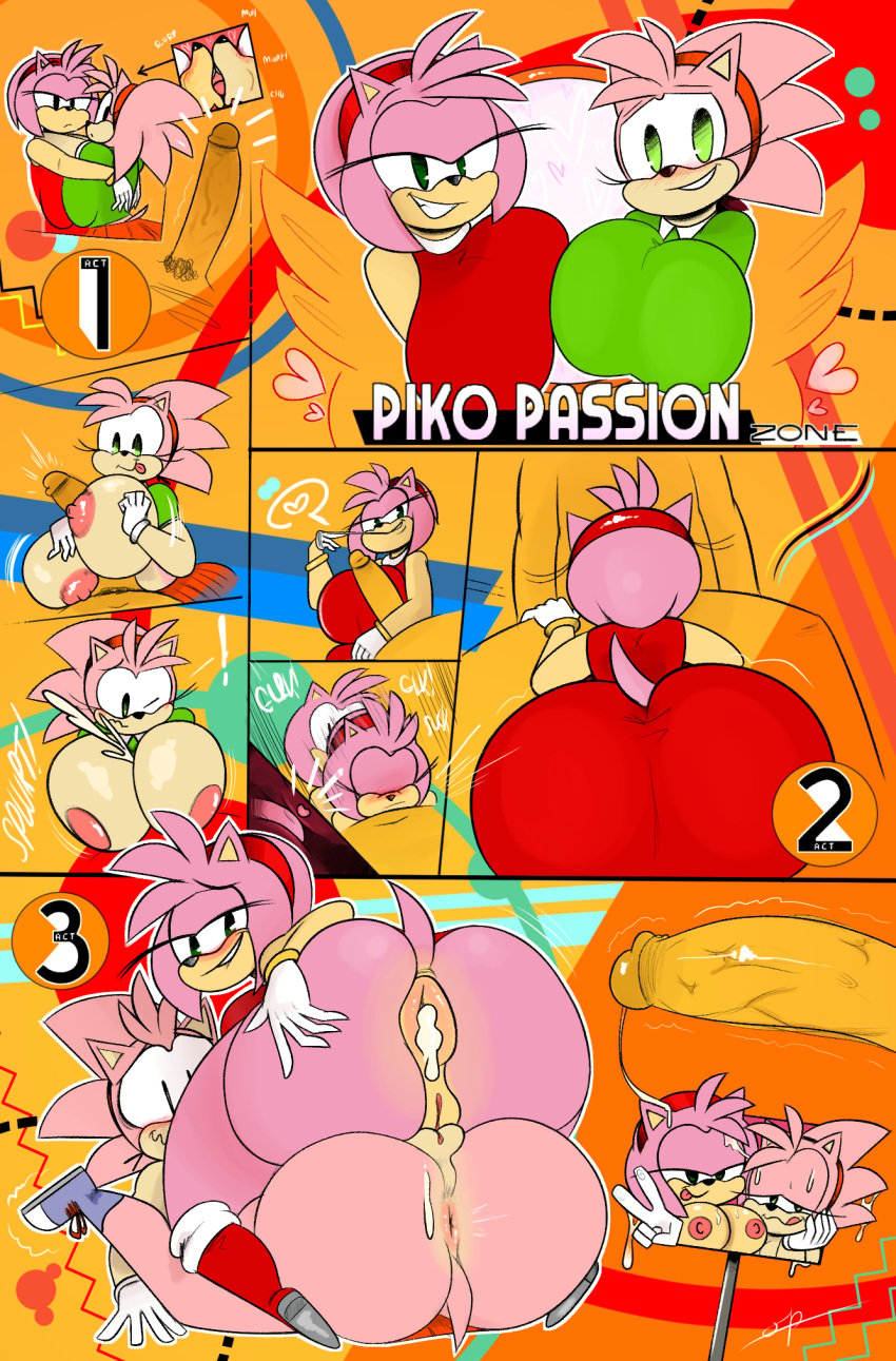 2020 amy_rose anal anthro anus ass big_ass big_breasts big_butt blush bodily_fluids breast_play breasts classic_amy_rose classic_sonic_(universe) clothed clothing colored comic cum cum_in_ass cum_inside cum_on_breasts cum_on_face deepthroat digital_media_(artwork) duo embrace english_text erection eulipotyphlan fellatio female female/female female_penetrated footwear french_kissing fur genital_fluids genitals gloves green_eyes group handwear hedgehog hi_res hug huge_ass huge_breasts huge_butt kissing licking licking_lips looking_at_viewer looking_back male male/female male_penetrating mammal nipples oral oral_penetration ota_(artist) paizuri partially_clothed penetration penile penis pink_body pink_fur presenting presenting_anus presenting_hindquarters pussy sega selfcest sex shoes simple_background smile sonic_(series) sonic_the_hedgehog_(series) square_crossover text thick_thighs tongue tongue_out trio wide_hips yuri