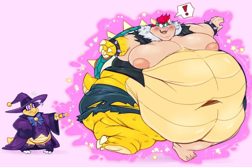 ! 2boys anthro_only belly belly_button belly_overhang big_belly big_moobs big_nipples blush body_modification bowser chubby claws clothes_ripping fat fat_arms fat_folds fat_legs fat_man fat_neck fat_nipples fat_rolls feet furry growth hanging_belly hi_res horn horns human human_to_anthro kamek koopa magic magic_transformation magic_wand male male_boobs male_only man_boobs mario_(series) massive_belly massive_nipples mid_transformation moobs morbidly_obese morbidly_obese_male nipples obese obese_male overweight overweight_male paws ripped_clothing scales scalie sharp_teeth species_transformation spiked_bracelet spiked_shell spikes spikes_(anatomy) stars tail thick_legs transformation transformation_through_magic turtle turtle_shell wand weight_gain wiishyishii willing_transformation wizard wizard_hat