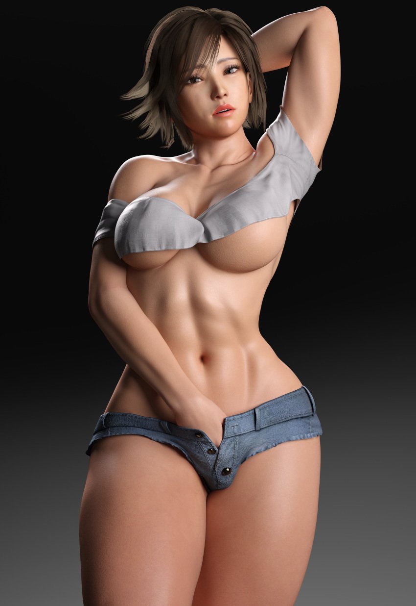 11:16 1girls 3d abs armpits asian asian_female big_breasts brown_eyes female female_only fully_clothed gcb hand_in_pants horny horny_female kazama_asuka light-skinned_female light_skin medium_hair namco short_shorts shorts solo solo_female tekken tekken_7 thick_ass thick_thighs tomboy underboob