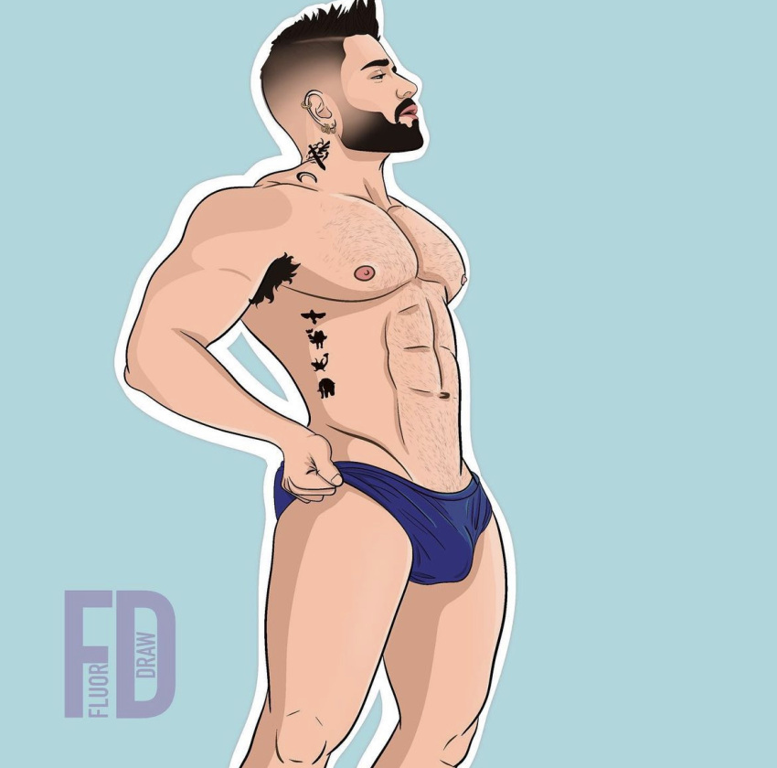 alejo_ospina bulge fluordraw gay gay_pornstar male male_only muscles muscular muscular_male onlyfans_model porn_star real_person speedo tattoos