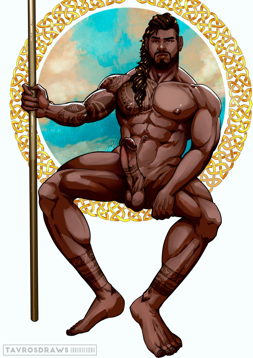 african african_male boner dark-skinned_male dark_male_only dark_skin dreadlocks erect_penis erection feet hard_on long_hair male male_only maleko_(naughtymarx) melanin muscles muscular muscular_male sitting spread_legs tattoos tavrosdraws twitter_user_oc