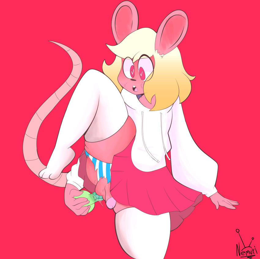 1boy animal_genitalia animal_penis blonde_hair character_name dildo dildo_in_ass femboy furry_only heart_eyes male mouse nemuri18 newgrounds original original_character penis sex_toy