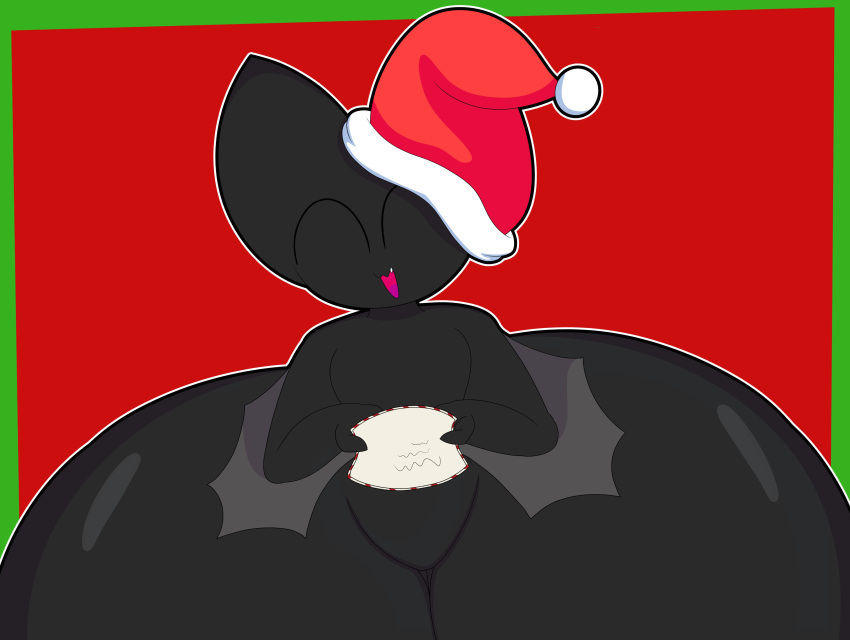 anthro bat bat_wings batt_the_bat big_thighs christmas christmas_hat cyandrive98 happy huge_thighs pointy_ears tagme thick_thighs